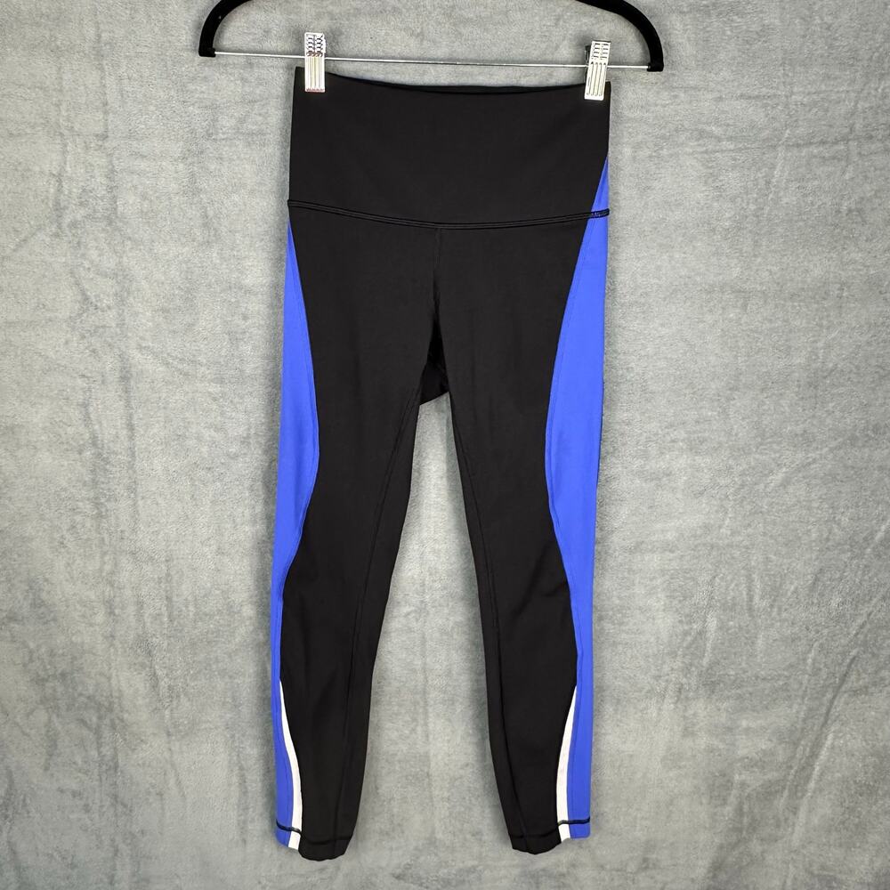 Lululemon Kick Serve Sweat Tight Pants Womens 4 Black Blue Leggings Athleisure